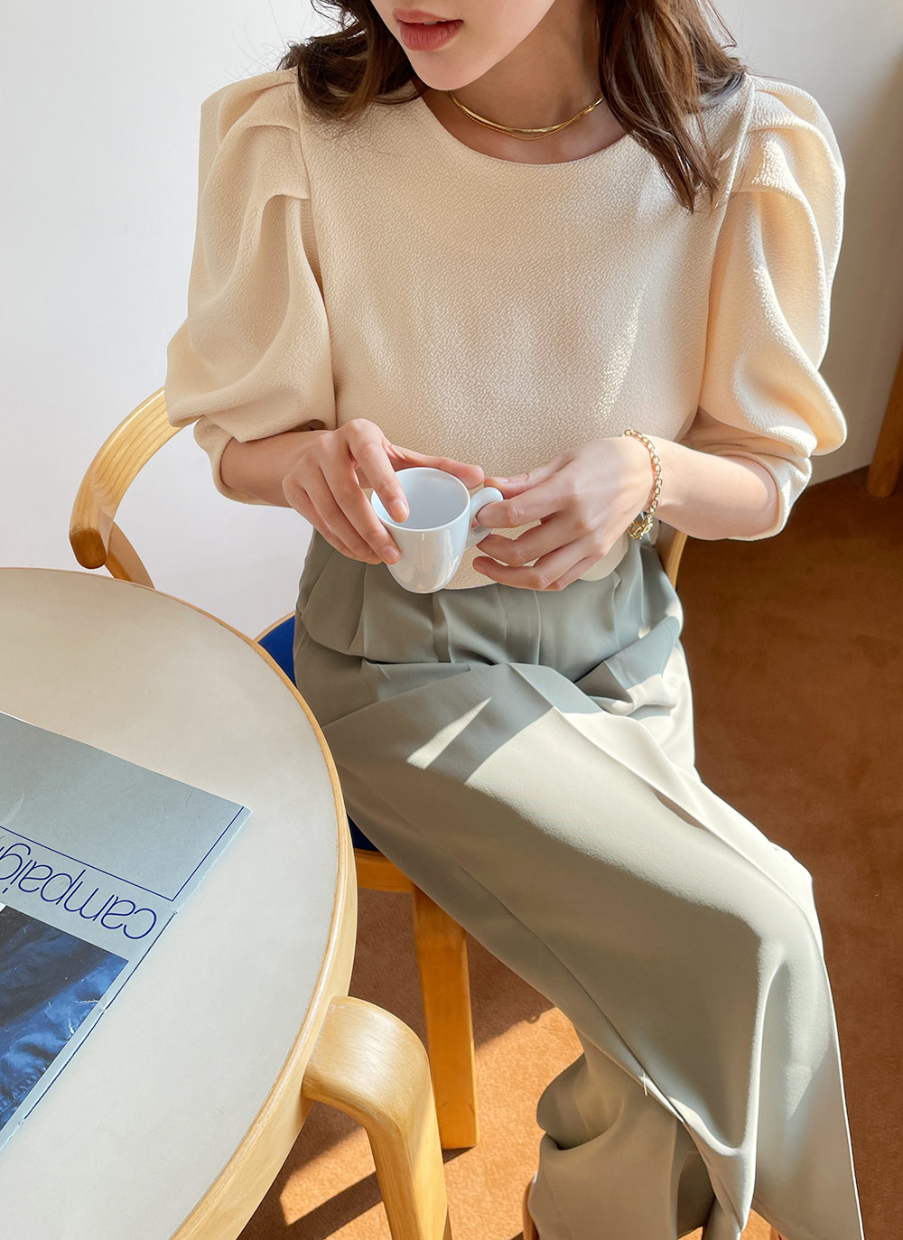 センタープレスワイドスラックス・全4色 | レディース