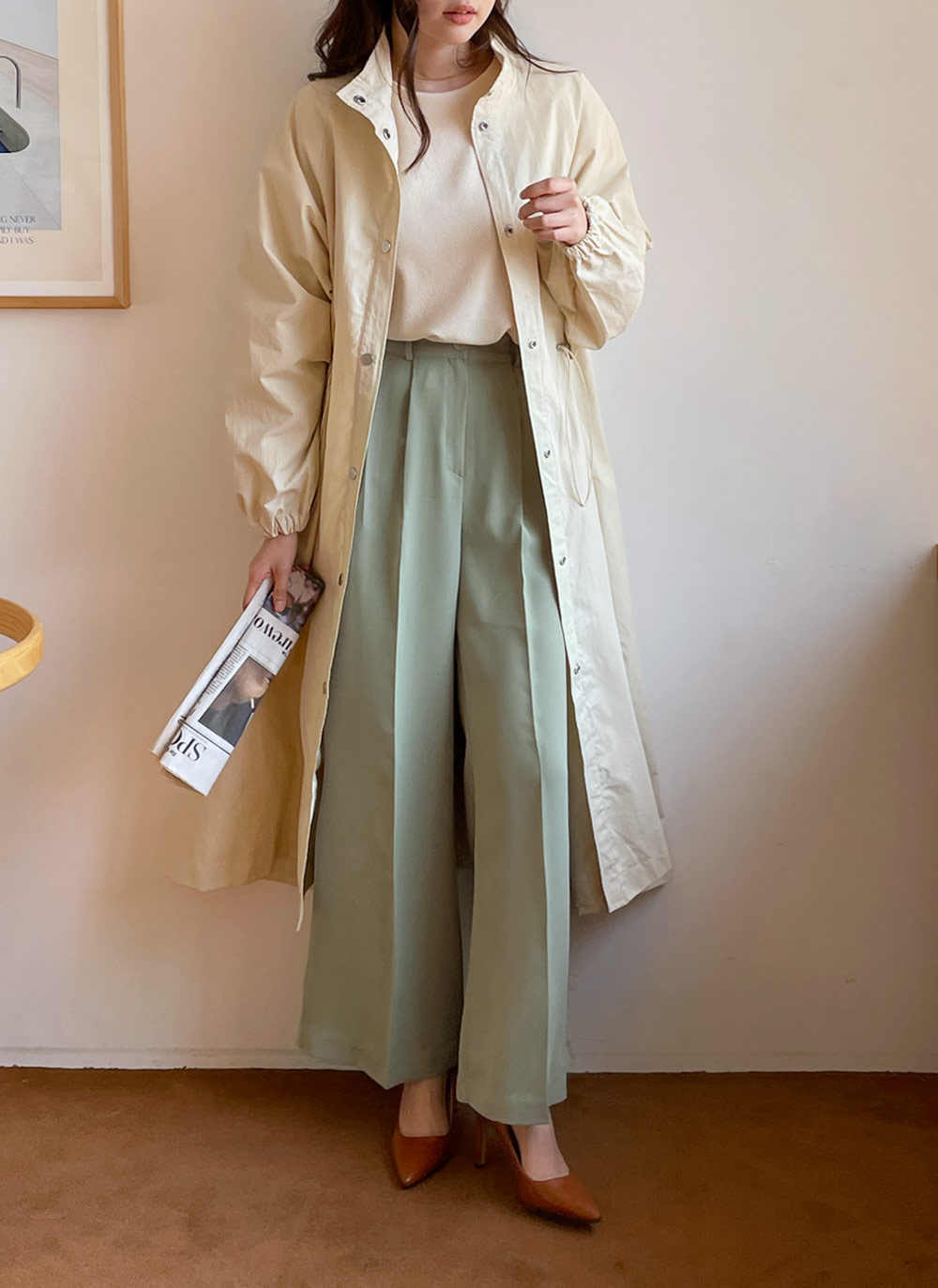 フレア スラックス センタープレス 4色 ワイド パンツ cr9769 センタープレスワイドスラックス・全4色 | レディース