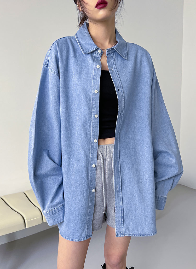 アンバランスオーバーデニムシャツ P ブラウス シャツ レディースファッション通販 Dholic ディーホリック