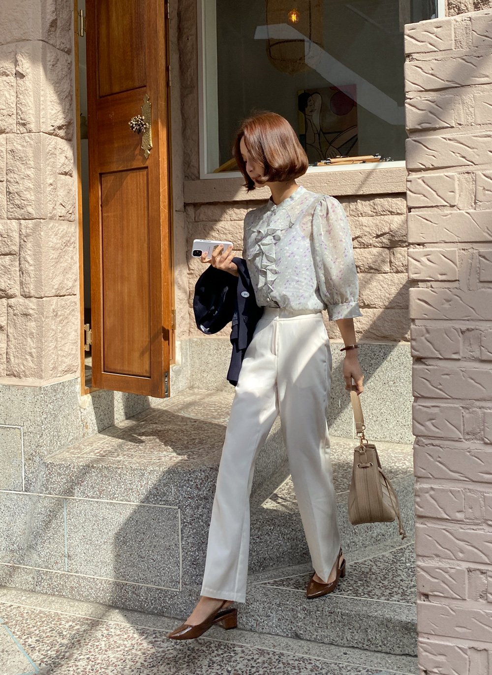 花柄フリルネックシアーブラウス・全3色 | レディース