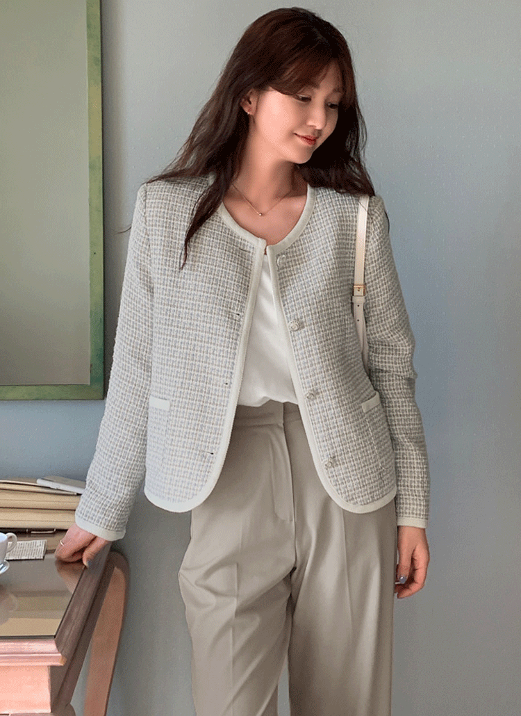 ツイードスカイブルージャケット P アウター ジャケット レディースファッション通販 Dholic ディーホリック