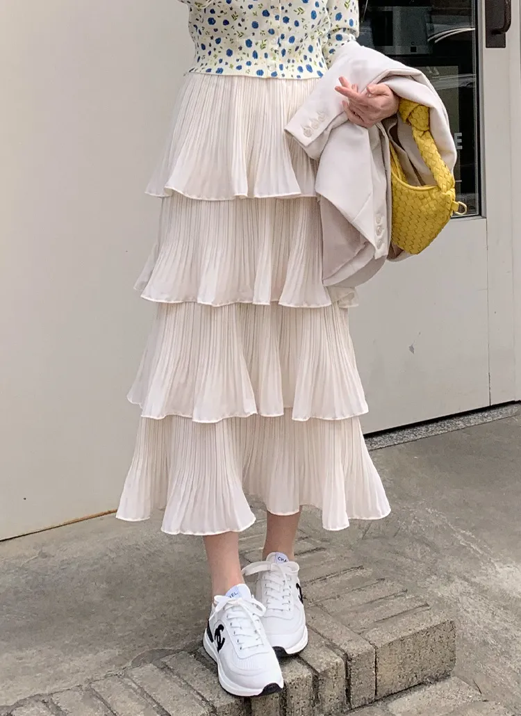 プリーツフリルティアードスカート | レディースファッション通販 - DHOLIC 