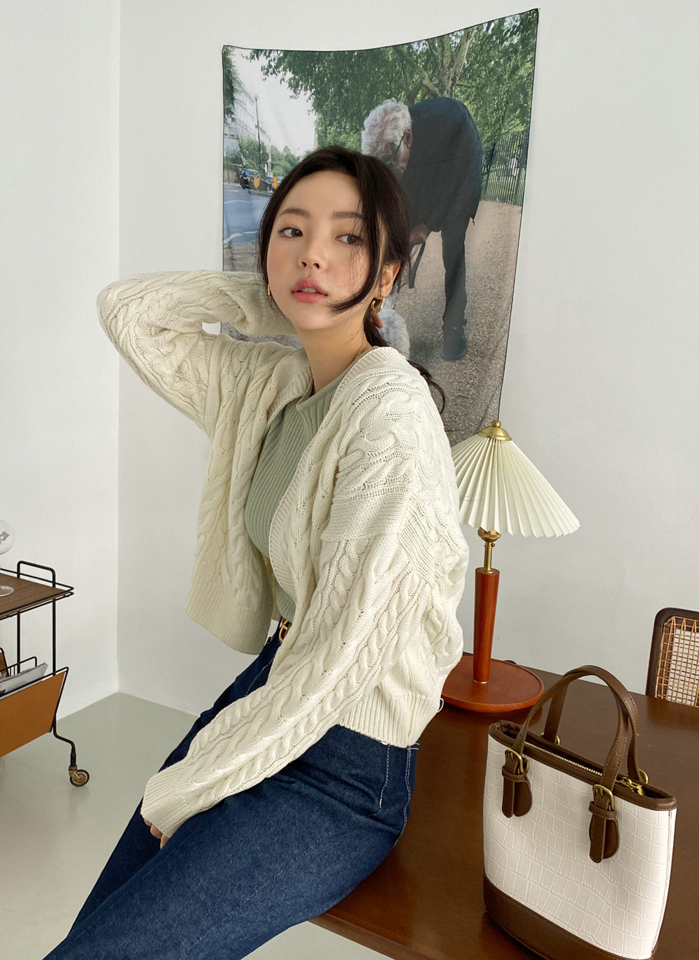 スクエアドモヘア半袖ニット - ULAN | 60% - アジアファッション通販