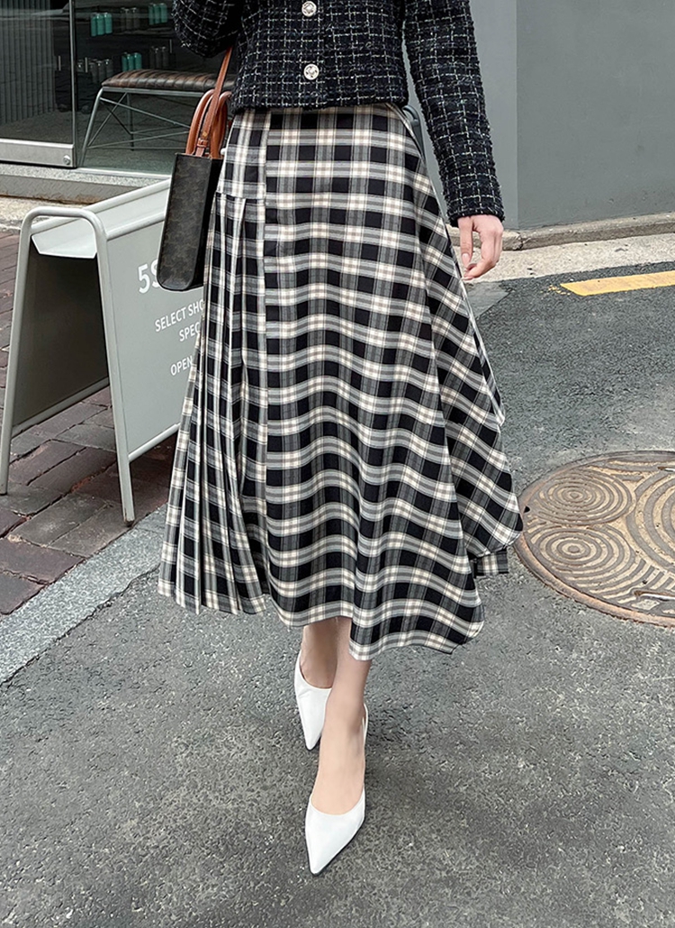 ウエストボタンチェック柄フリルフレアアンバランスロングスカート春夏秋冬 スカート ロングスカート Arima アリマ ファッション総合通販 Dholic