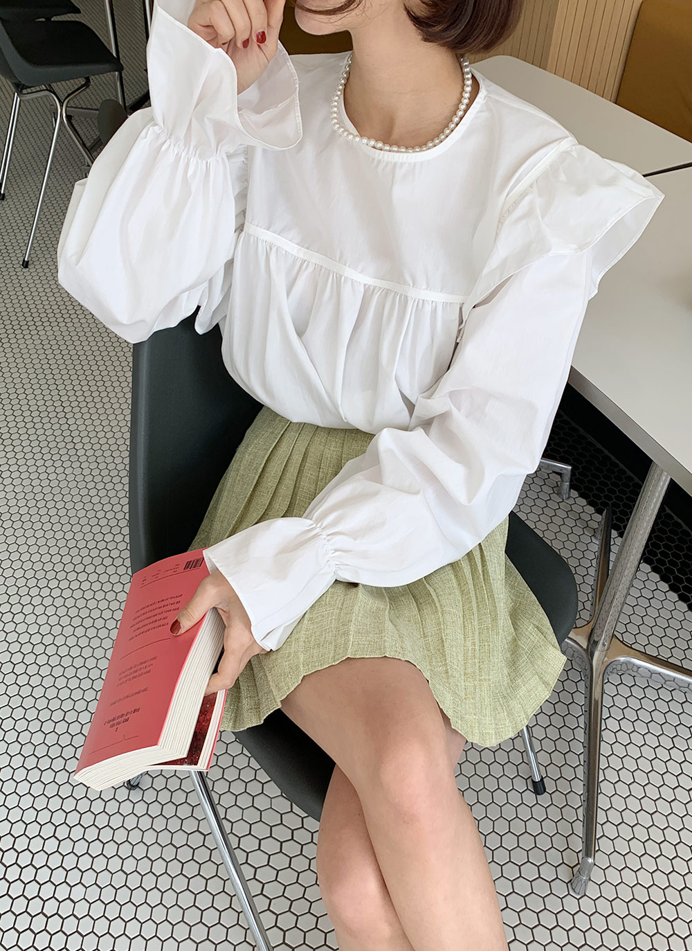 yori ミニパフブラウスホワイトリネン