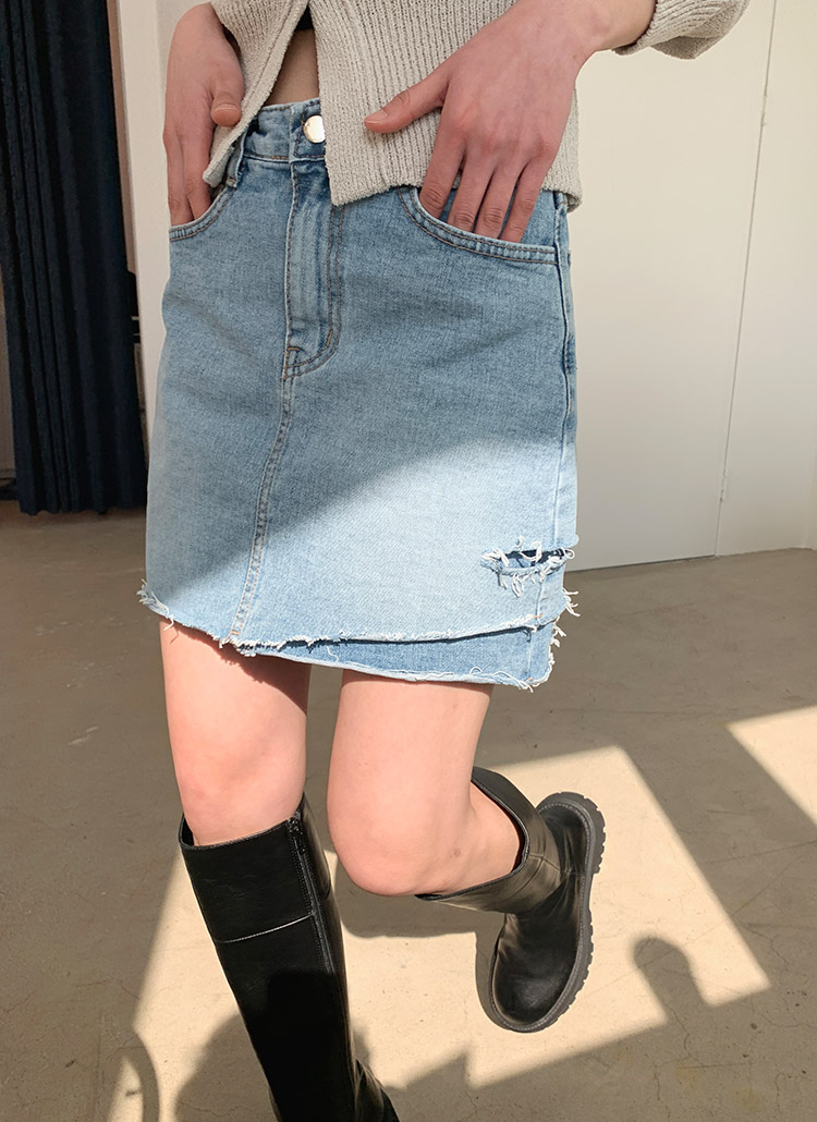 ダメージデニムミニスカートカッティング春夏秋冬 スカート デニムスカート Simplymood シンプリームード ファッション総合通販 Dholic