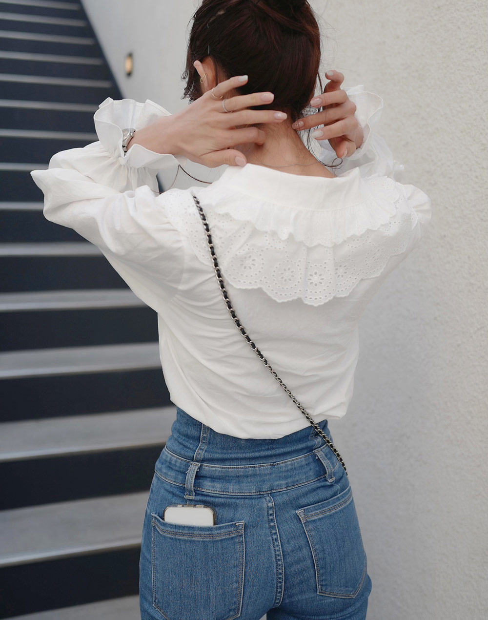 再入荷*フリルビッグカラーブラウス | レディースファッション