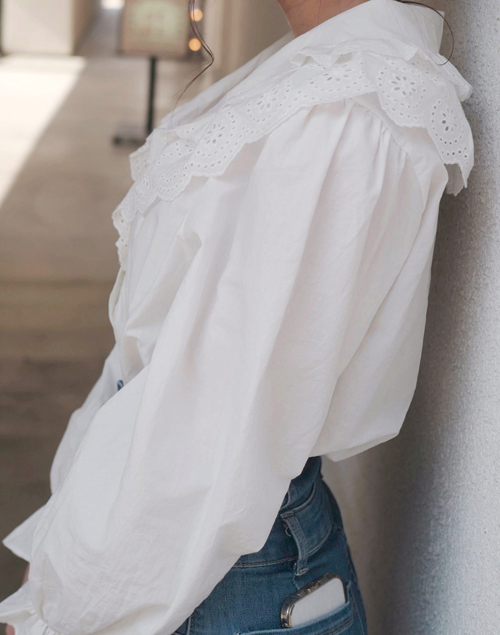 再入荷*フリルビッグカラーブラウス | レディースファッション