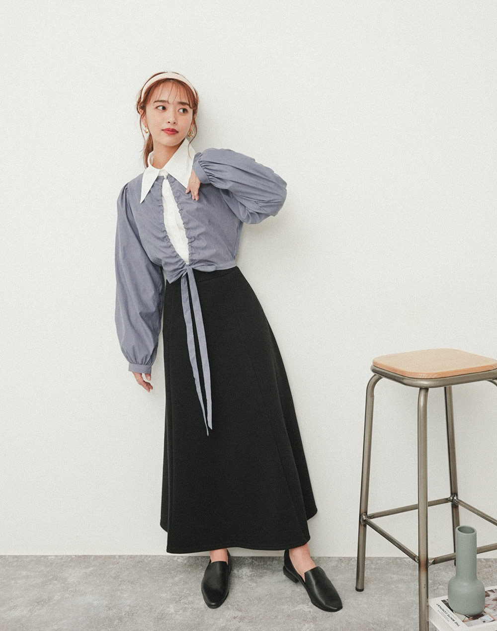 string ribbon blouse | 詳細画像2