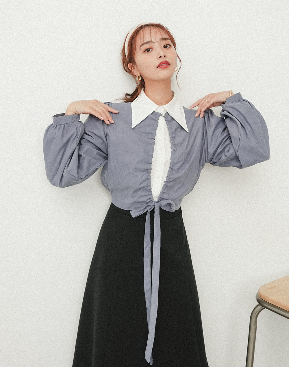 string ribbon blouse | 詳細画像7