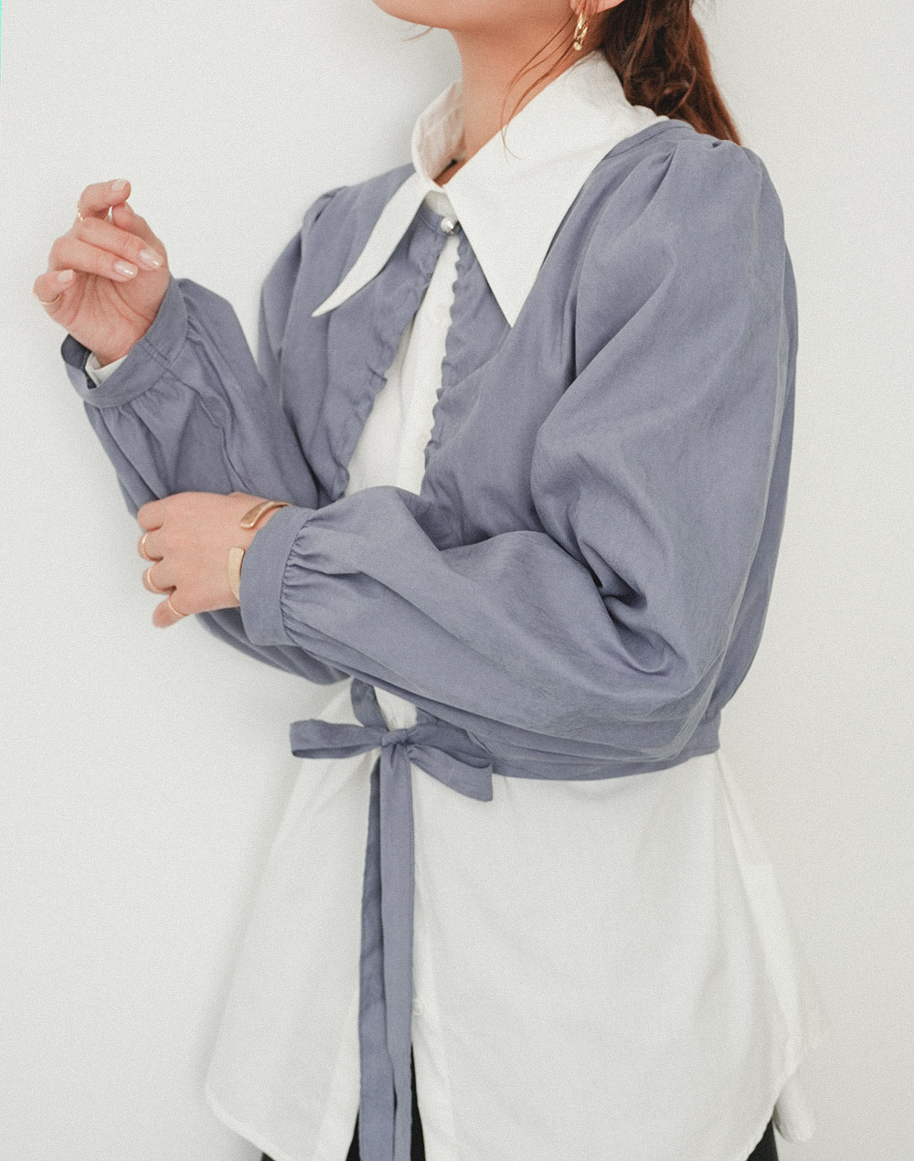 string ribbon blouse | 詳細画像8