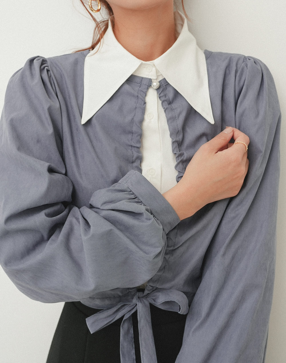 string ribbon blouse | 詳細画像10