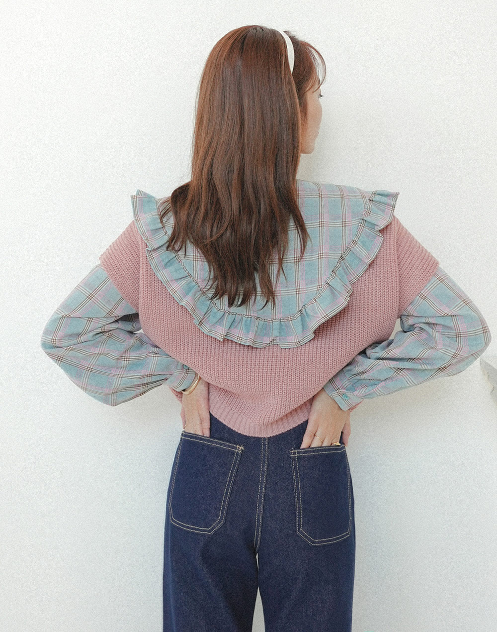 punching V neck vest | 詳細画像8