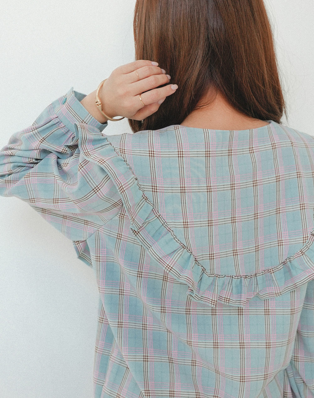 frill collar checked blouse | 詳細画像9
