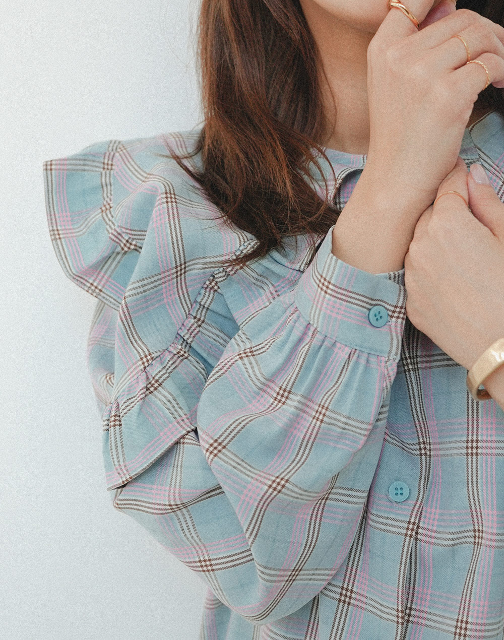 frill collar checked blouse | 詳細画像12
