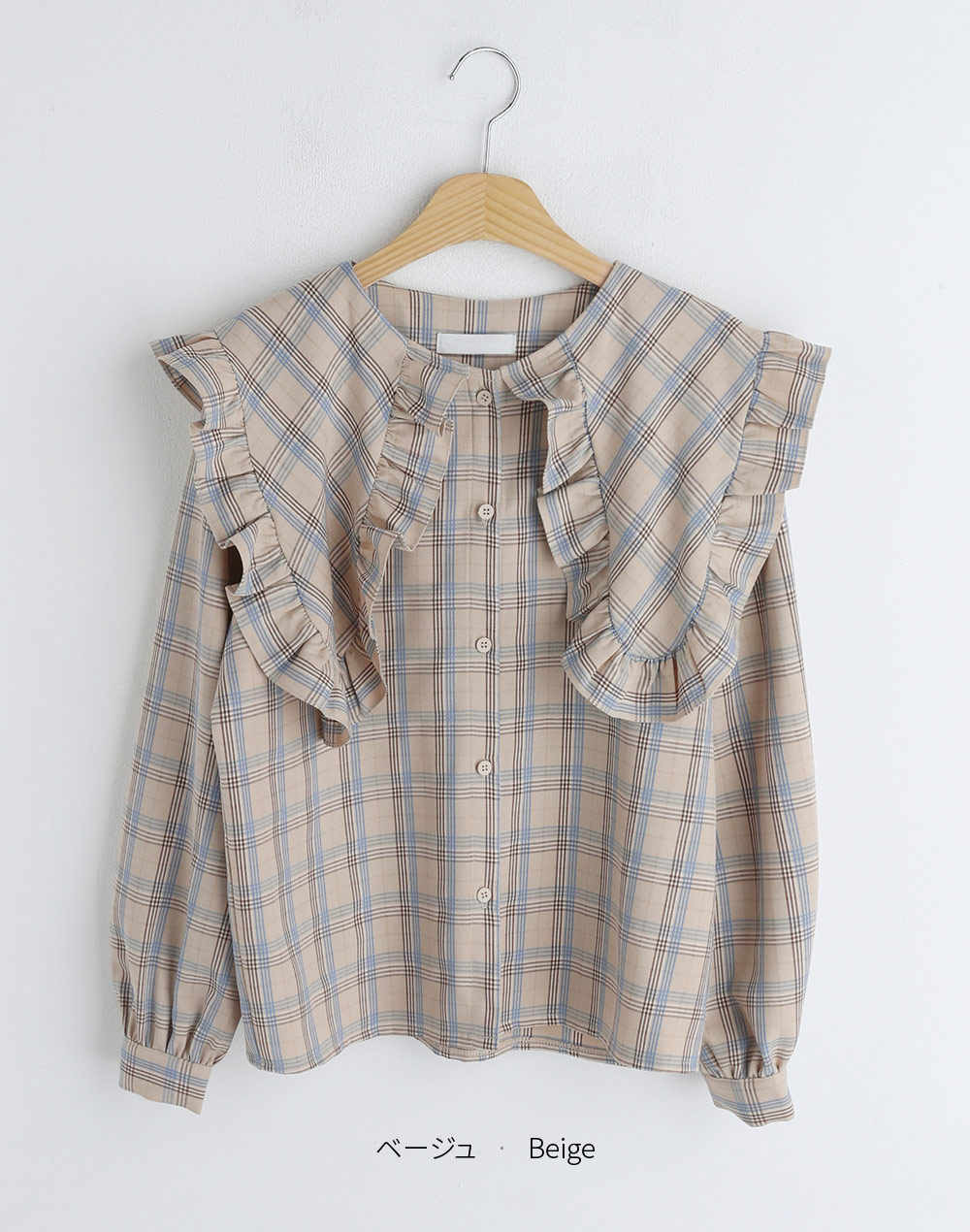 frill collar checked blouse | 詳細画像19