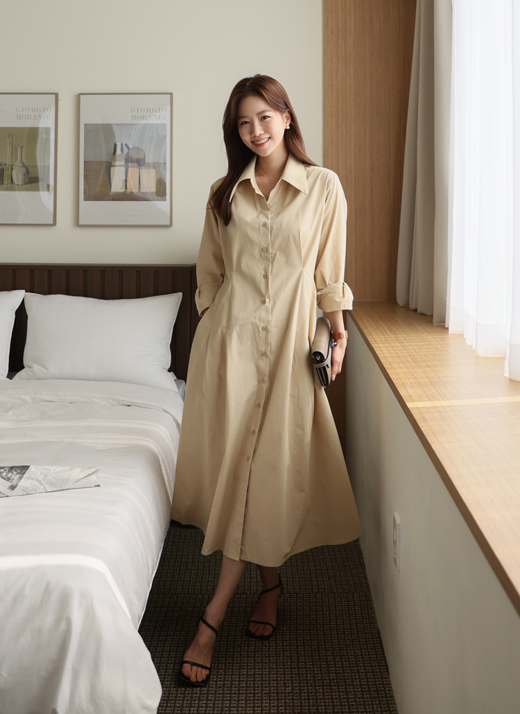 フレアシャツワンピース無地ベーシックカラー春夏秋冬 ワンピース ロングワンピース Mayddle メイドゥル ファッション総合通販 Dholic