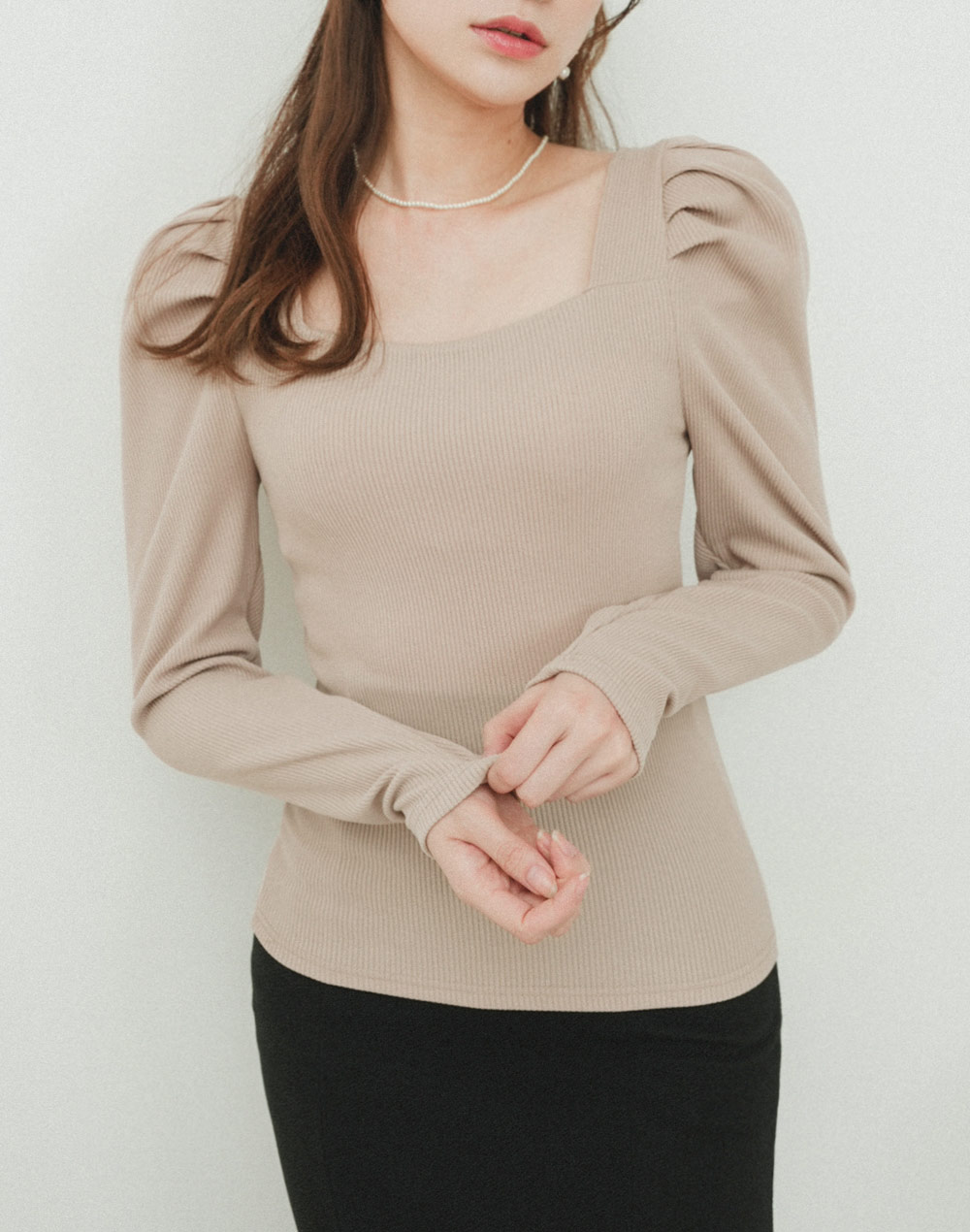 power shoulder square neck T-shirt | 詳細画像3