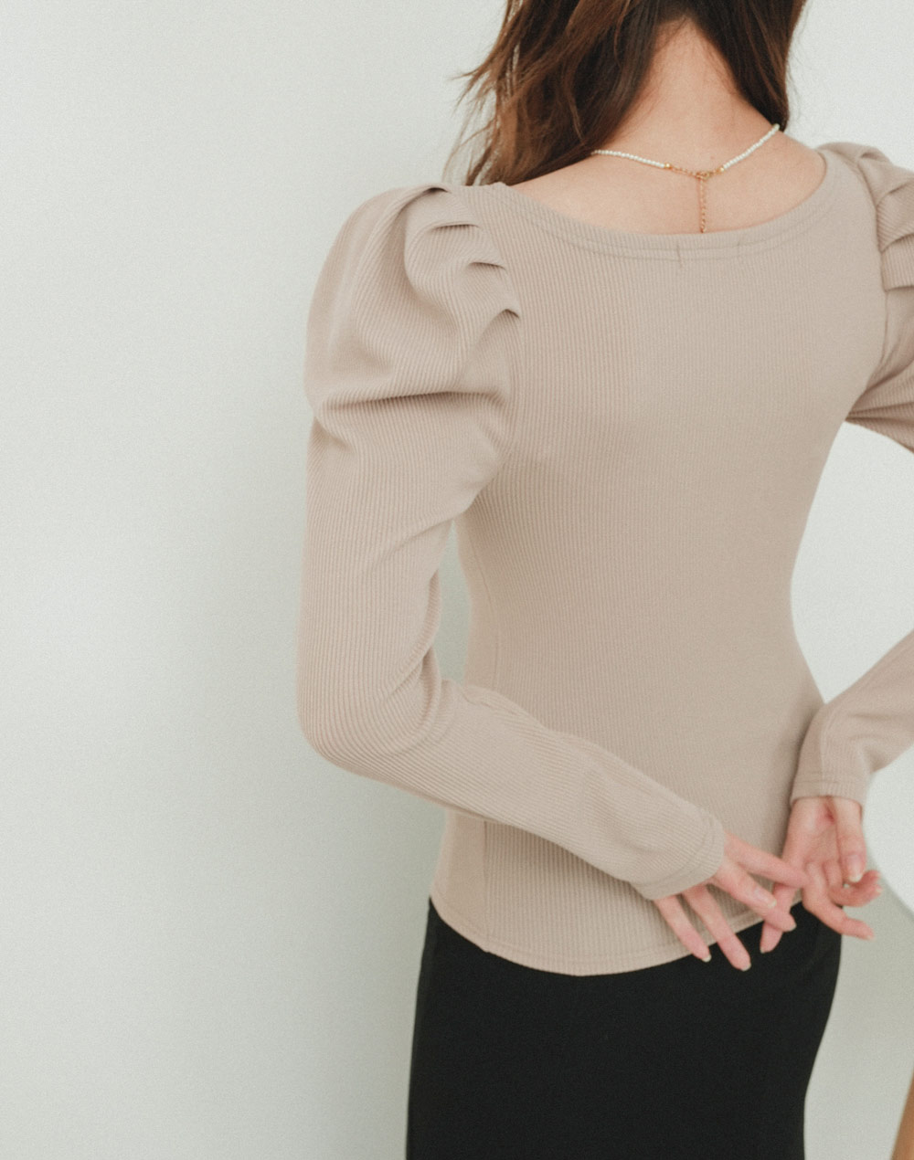 power shoulder square neck T-shirt | 詳細画像11