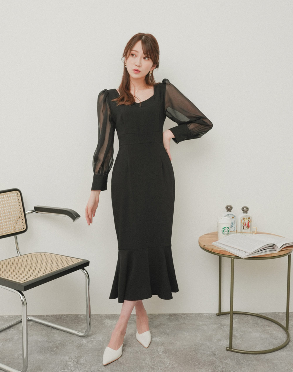 sheer sleeve mermaid onepiece | 詳細画像2