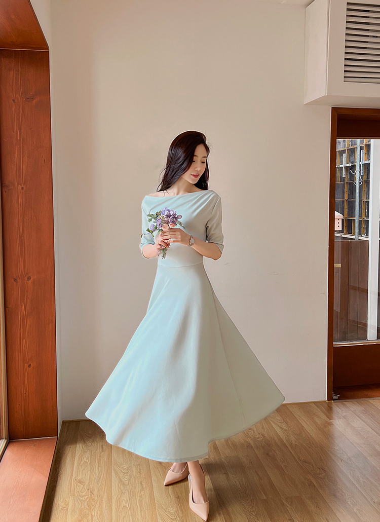 ボートネックドレープワンピース | レディースファッション通販 - DHOLIC