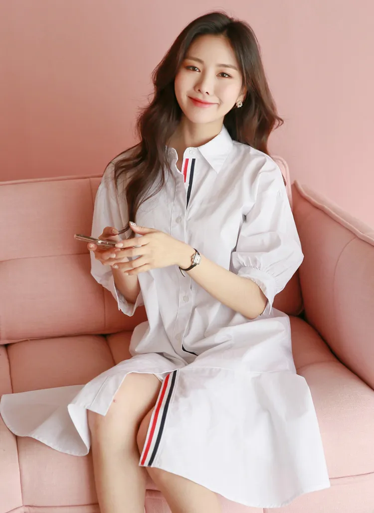 リネン混フレアヘムシャツワンピース | レディースファッション通販  