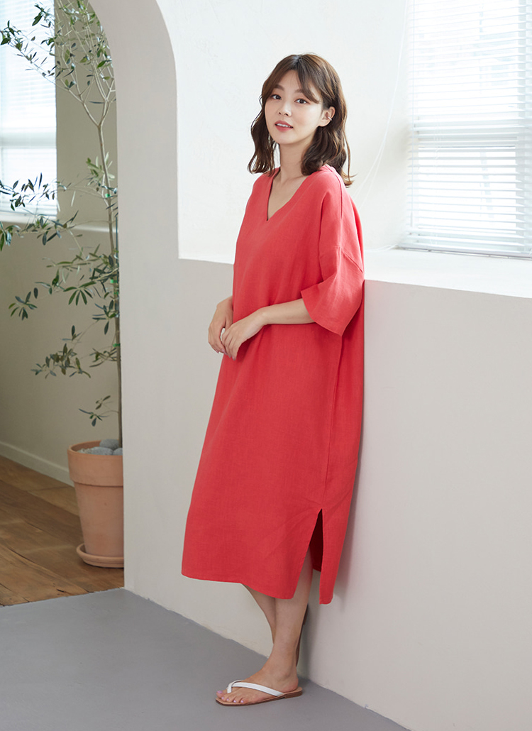 Vネックリネンワンピース P レディースファッション通販 Dholic 公式 Vネックリネンワンピース P レディースファッション通販 Dholic 公式