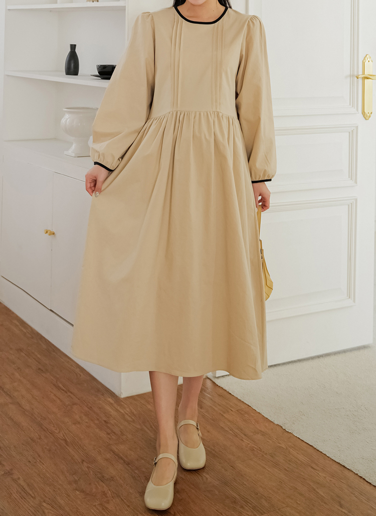 配色ピンタックワンピース レディースファッション通販 Dholic