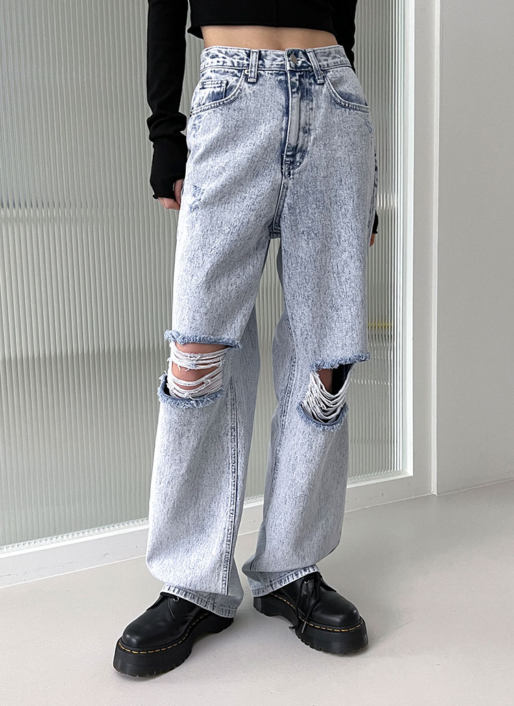 ウォッシュドルーズロングハードダメージデニムパンツ春夏秋冬 ジーンズ ワイド Blackup ブラックアップ ファッション総合通販 Dholic