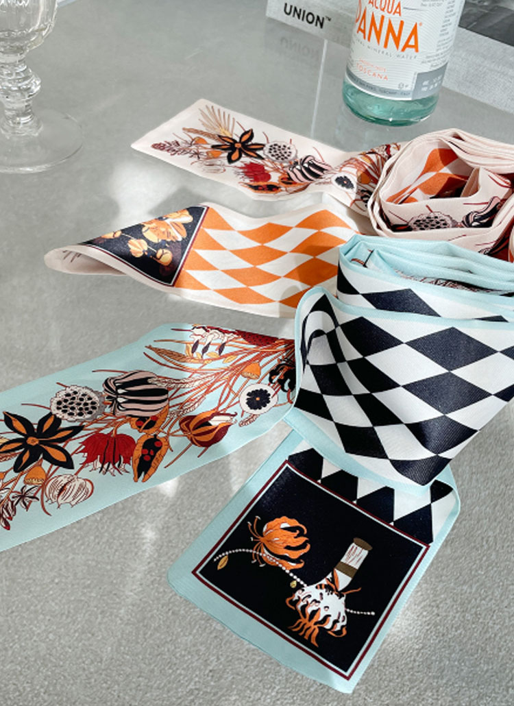 シルク混ダイヤチェックスカーフ | レディースファッション通販 - DHOLIC