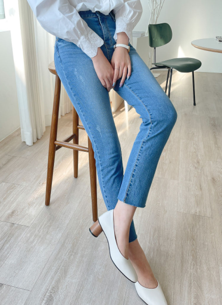 内ゴムダメージスキニーデニムパンツ P ジーンズ スキニー レディースファッション通販 Dholic ディーホリック