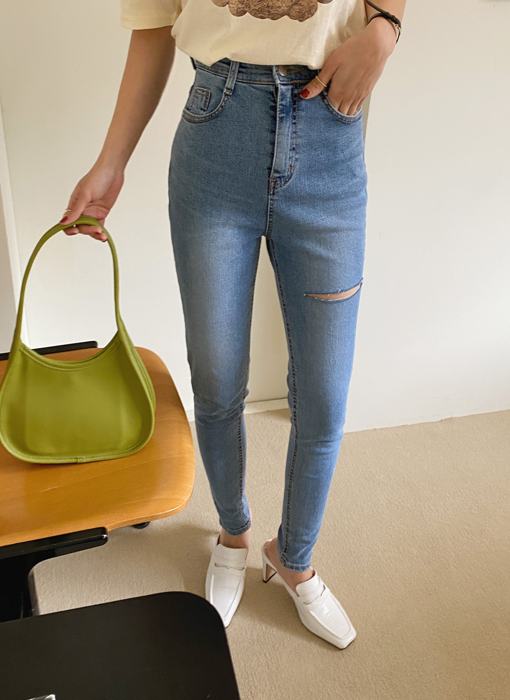 カットスキニーデニムパンツ・全1色 | レディースファッション