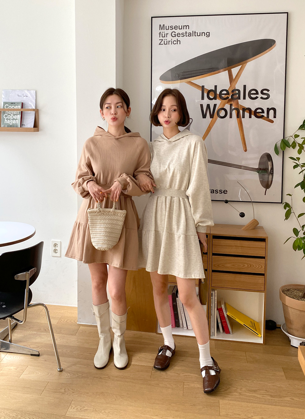 フードティアードミニワンピース・全3色 | レディースファッション通販