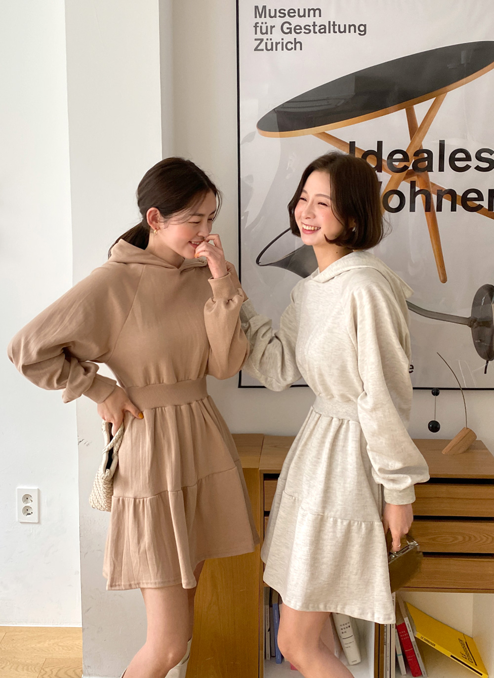 フードティアードミニワンピース・全3色 | レディースファッション通販