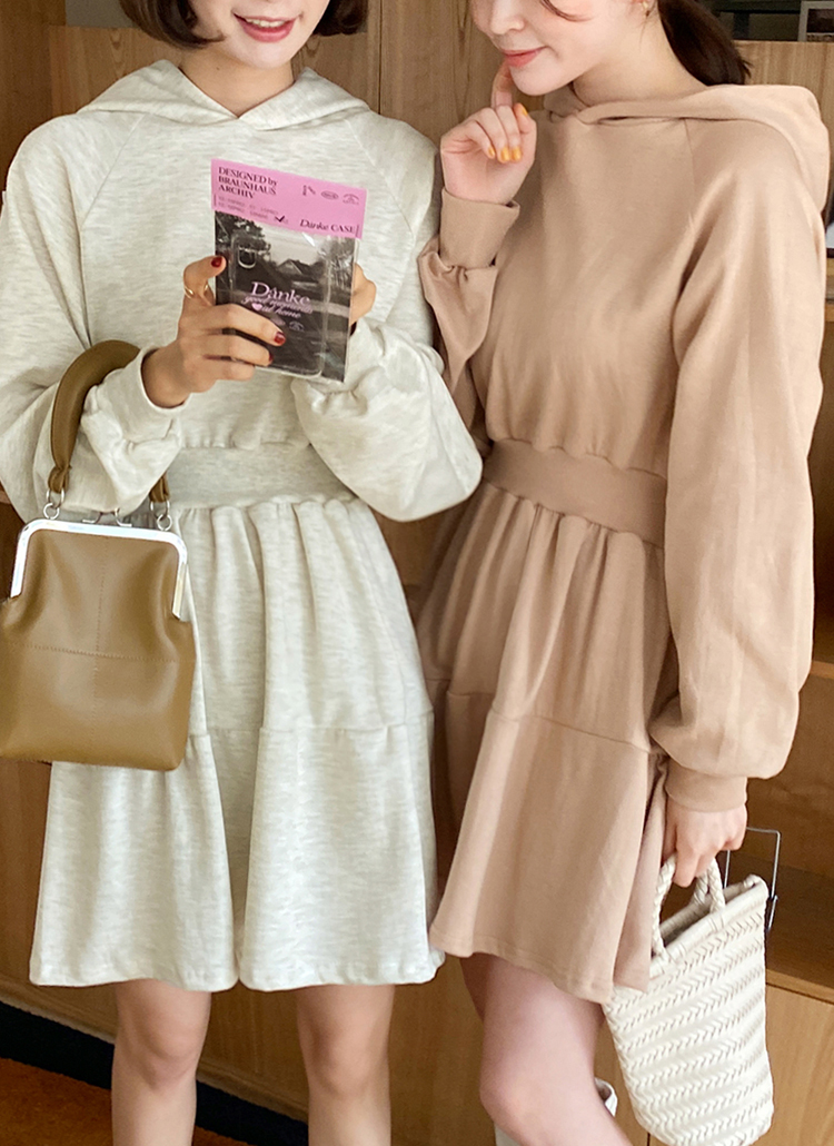 フードティアードミニワンピース・全3色 | レディースファッション通販