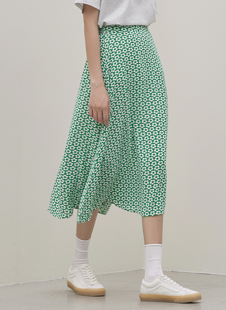 ウエストゴムグリーンフラワー花柄ロングスカート春夏秋 スカート ロングスカート Nain ナイン ファッション総合通販 Dholic