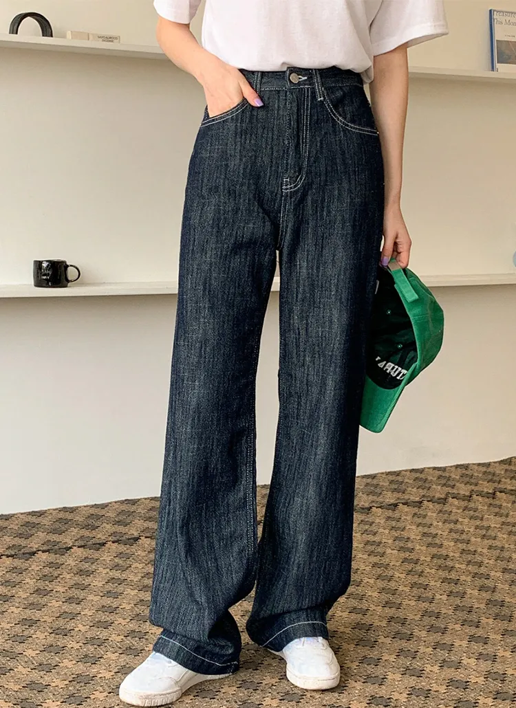 スターステッチデザイン ワイドデニムパンツ | ワイドシルエット 