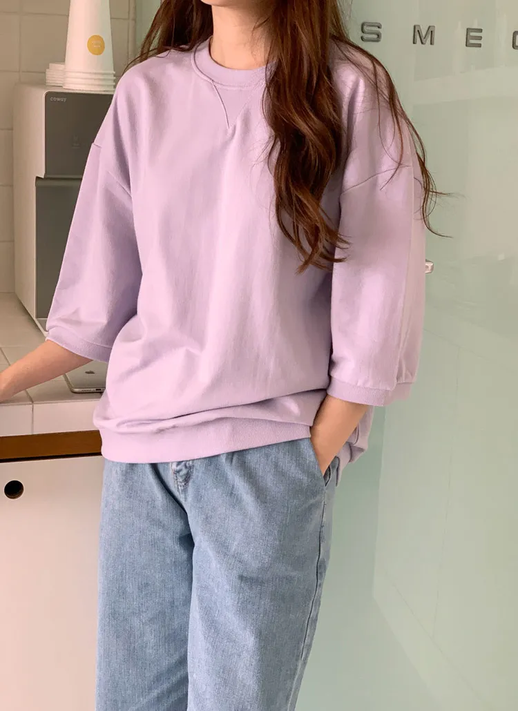 tシャツ 「7分袖」肩リボンワンショルルーズスウェット レディース （7 