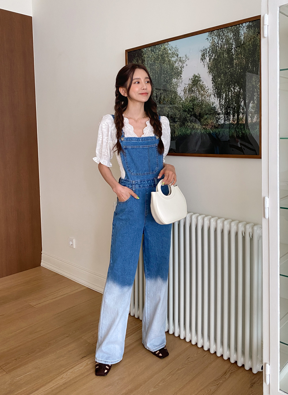 サロペットパンツ デニム ワイドパンツ 可愛い 楽ちん L2597 db4592.jpg