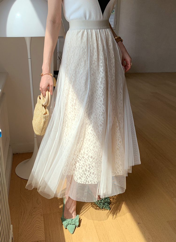 ウエストゴムロングaラインフレアメッシュ花柄フローラルパターンフラワーレースチュールスカート春夏秋 スカート ロング Dholic Ladies ディーホリックレディース ファッション総合通販 Dholic