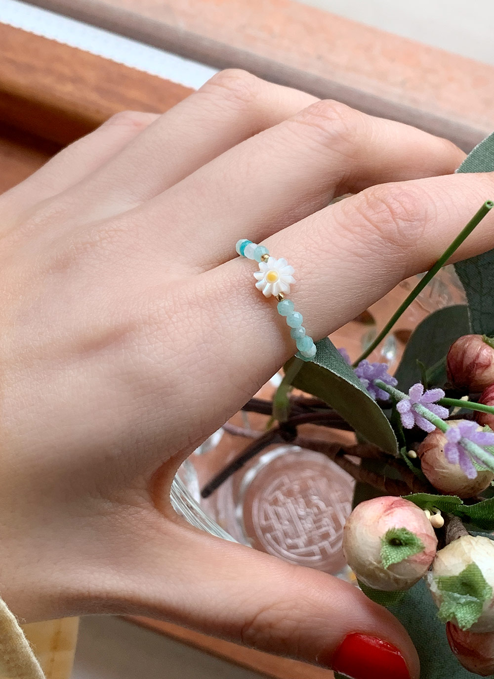 螺鈿フラワービーズリング 全6色 D アクセサリー リング レディースファッション通販 Dholic ディーホリック