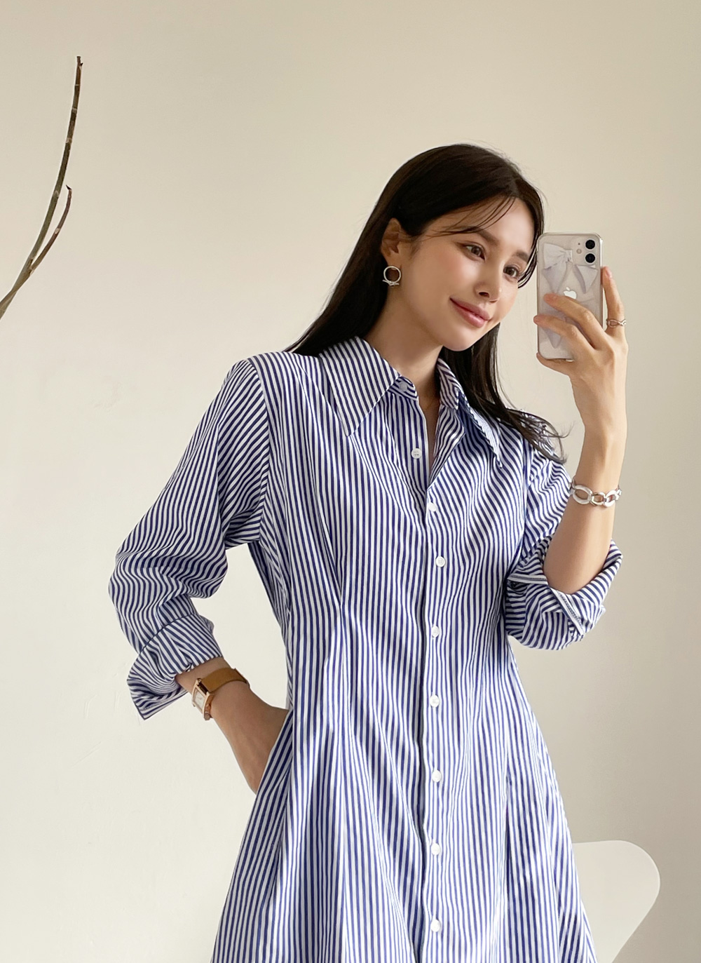 ストライプピンタックシャツワンピース・全2色 | DHOLIC PLUS | 詳細画像16