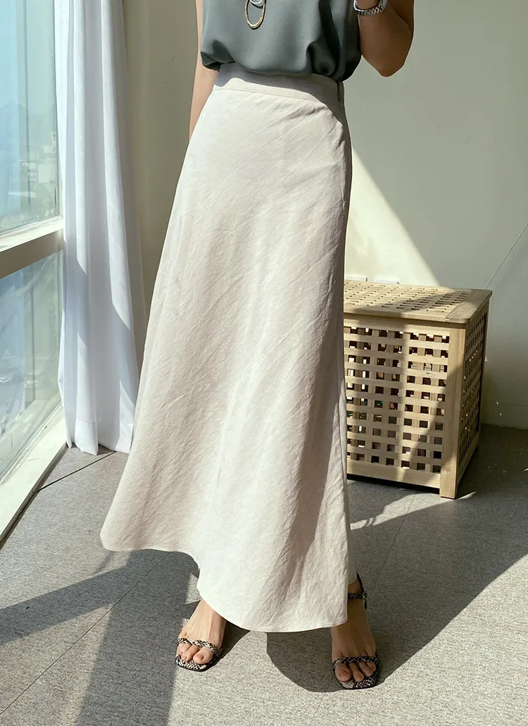 リネン混フレアスカート・全3色 | DHOLIC | 詳細画像1