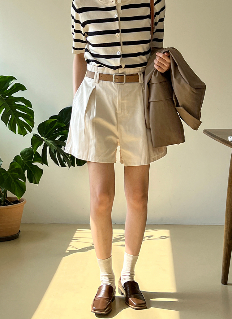 ベルト付バックゴムハーフパンツ | レディースファッション通販