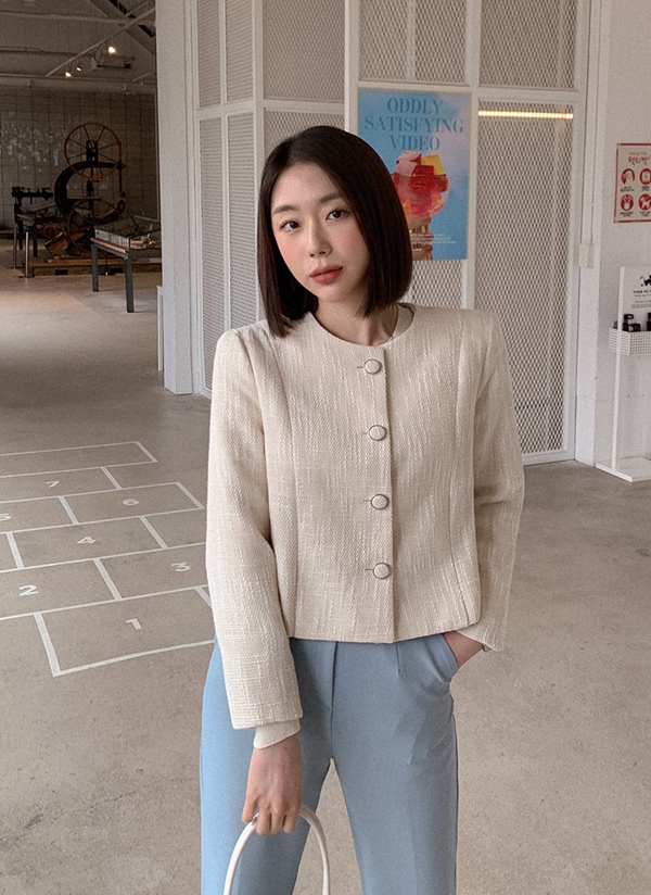 ノーカラーツイードジャケット P アウター ジャケット レディースファッション通販 Dholic ディーホリック