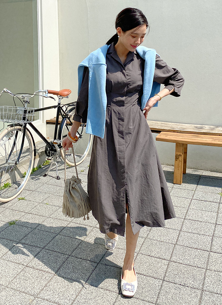 カラーネックバックゴムワンピース 全3色 レディースファッション通販 Dholic 公式