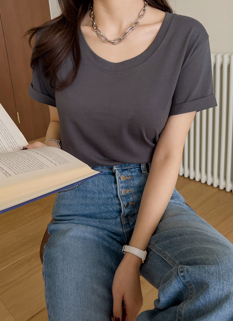 Uネックルーズ半袖Tシャツ レディースファッション通販 DHOLIC