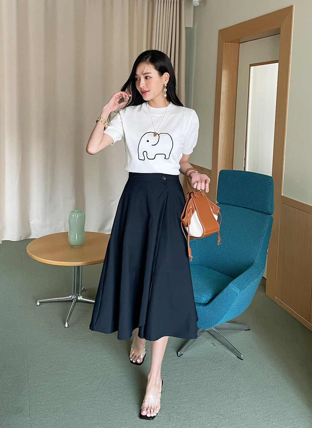 ella tuck sleeve T アイボリー（白） ella tuck sleeve T アイボリー（白）（カップ付きバック