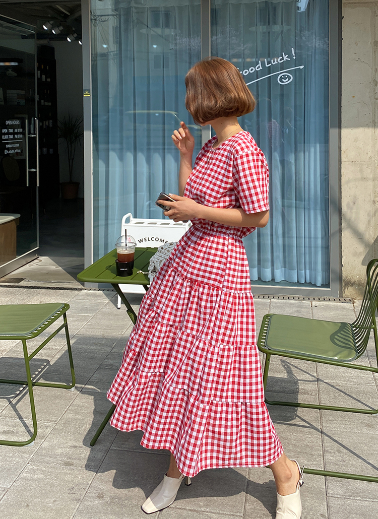 新品♡P.A.R.O.S.H. ギンガムチェックワンピース 赤-