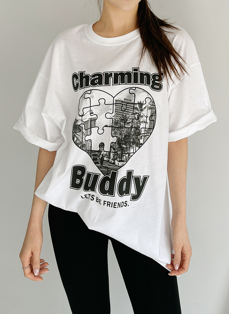 ハートパズルプリントTシャツ・p360345
